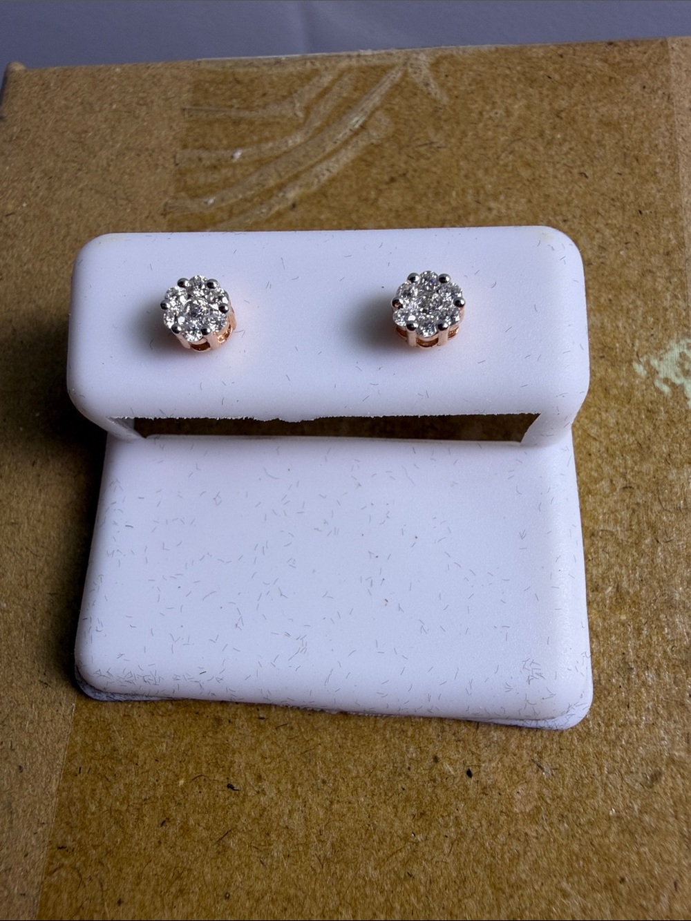 Rose-Tone Crystal Cluster Stud Earrings for Women